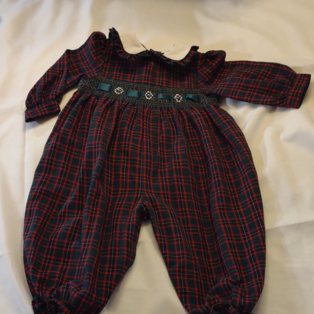Class Club Baby Plaid Romper - Festive - Size 18 Mos